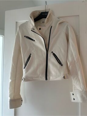 lola Off-White Moto Jacket with Black Trim